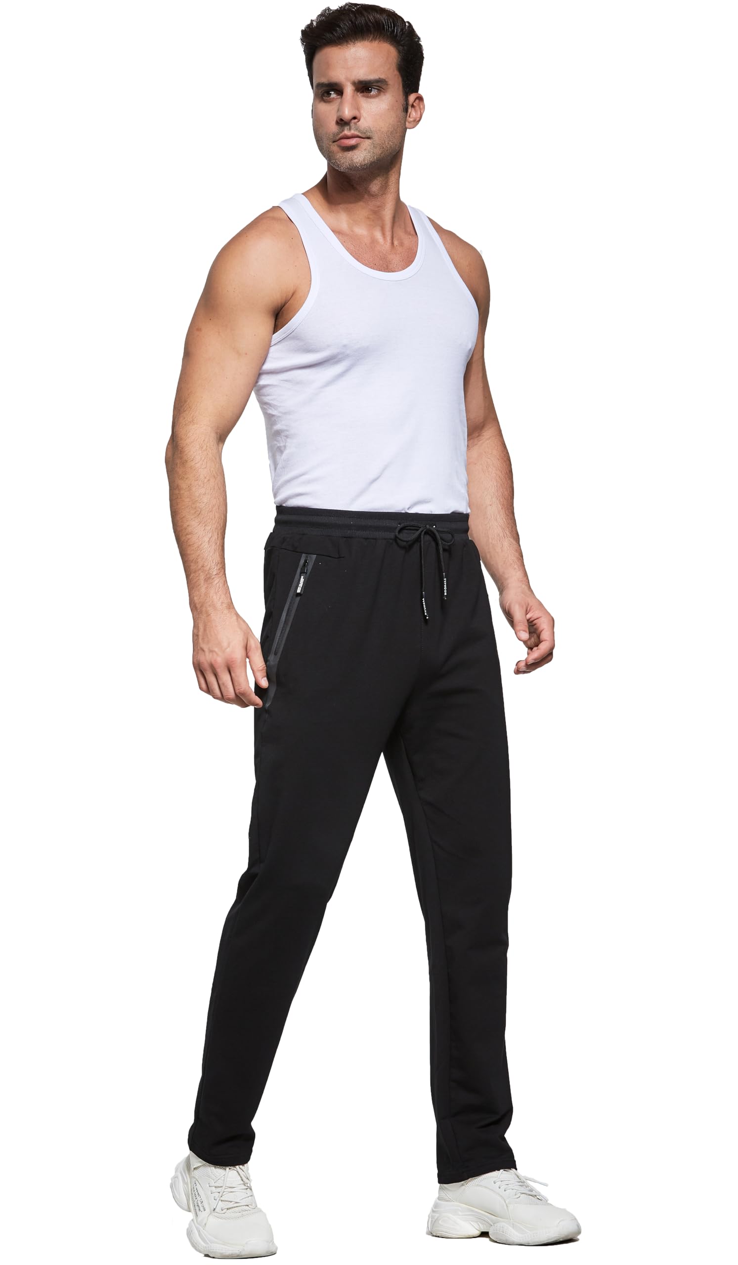 HCSS Pantalon Chandal Hombre Algodon Largo Pantalones Deporte con Bolsillos Cremallera Cintura Elástica