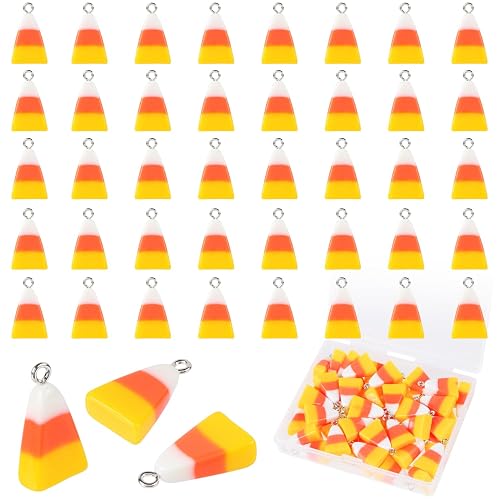 40 Pcs Fake Candy Corn Charms for Jewelry Making, Cute