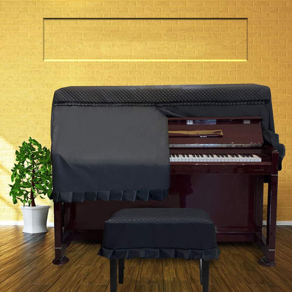 Mezzo Pu Piano Cover Set Artigianali Lusso Anti-polvere Scratch Pianoforte Protection Con Coperchio Sgabello Per Pianoforte Standard Verticale,copertina Per Pianoforte In Pelle Nero Rivestimento S