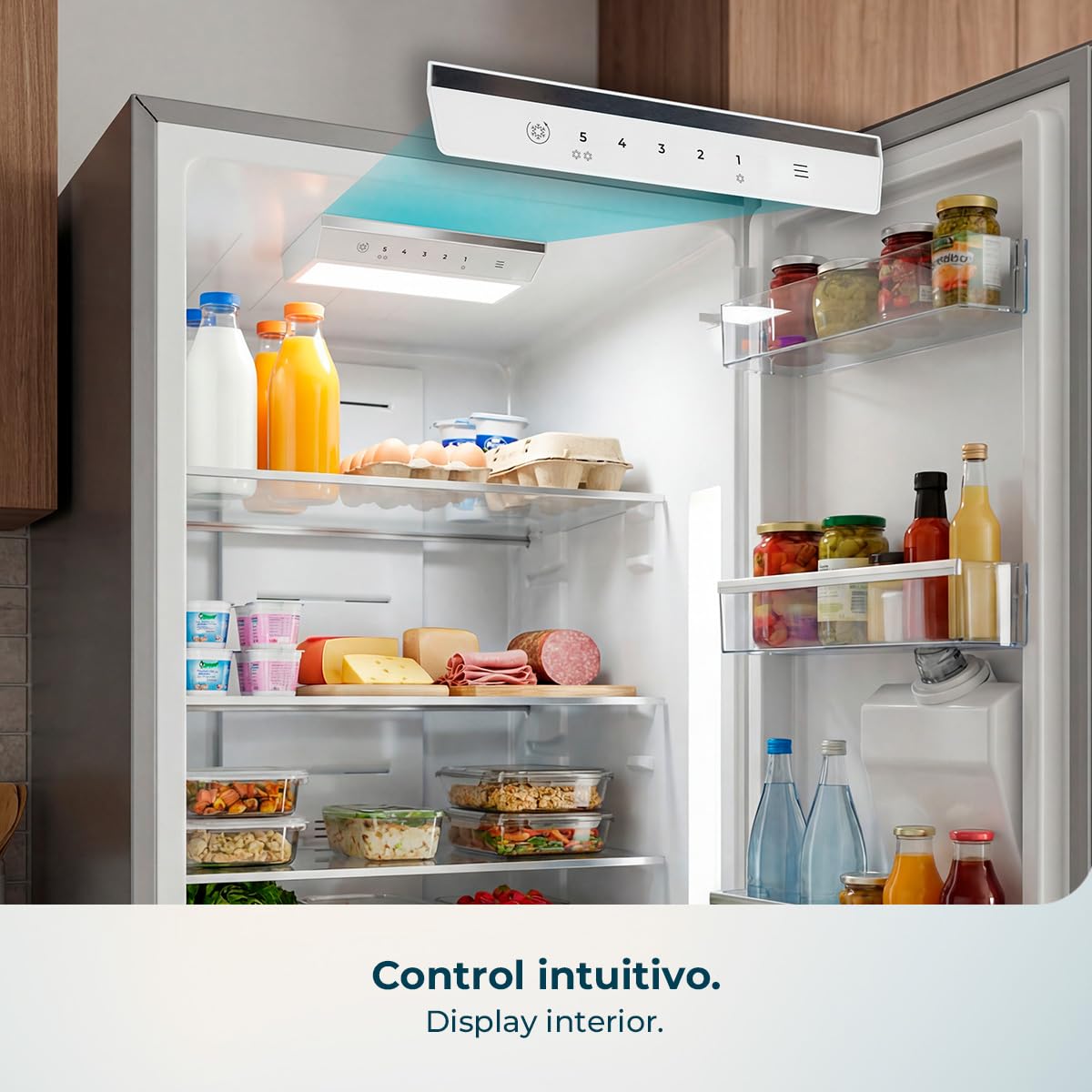 Cecotec Frigorífico Combi 322L Bolero CoolMarket Combi 322i Inox D. 185,5cm de Alto, 59,5cm de Ancho, Tecnología Multi Airflow, HumidityFlex HUB, LED Interior