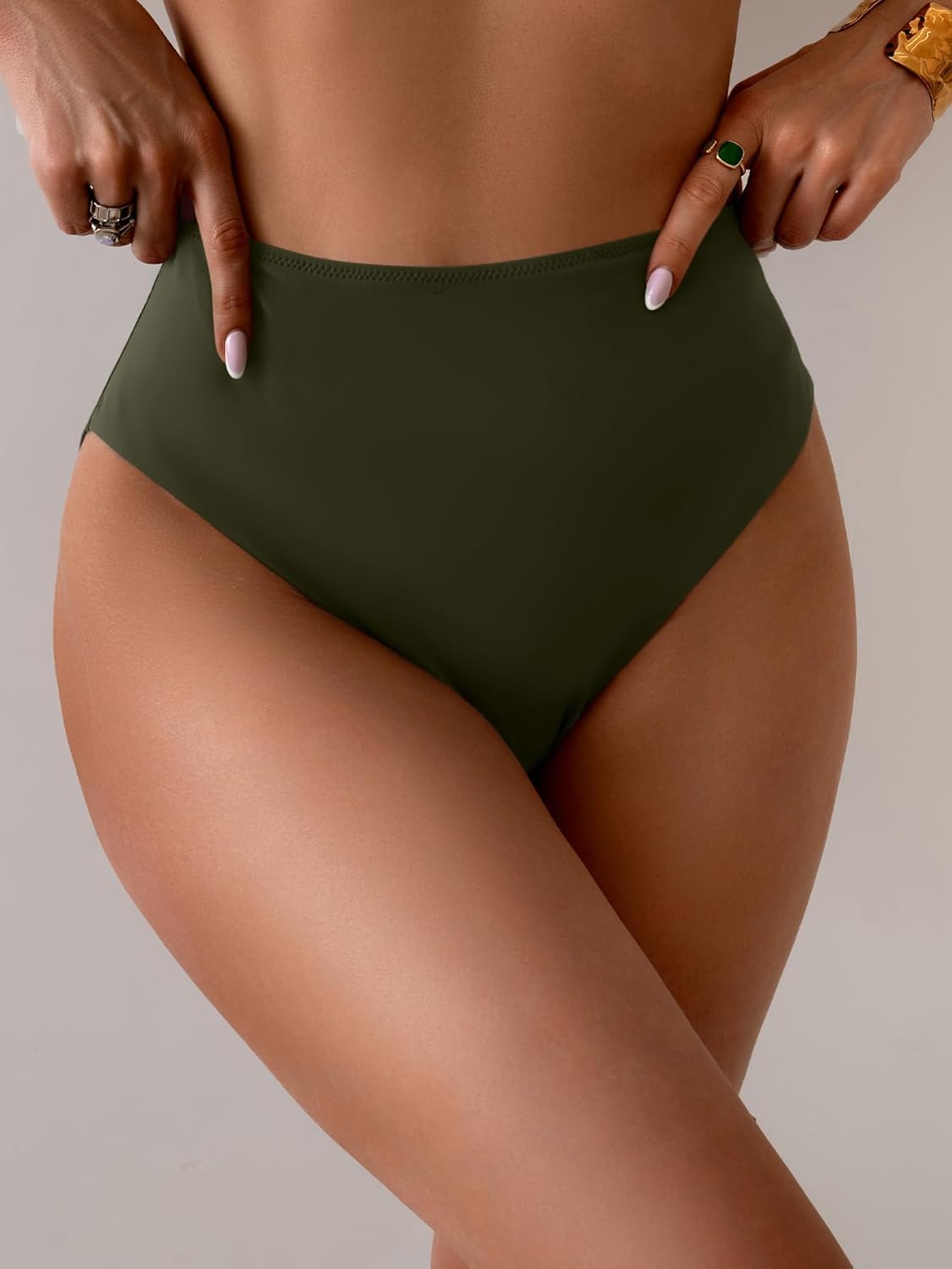 Eomenie Sexy Bikini Bottom for Women Ruched Swim Bottom Cheeky Swimsuit Mid Waisted Tankini Bottoms Only - Image 4