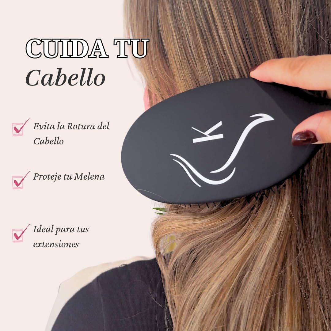 Cepillo de Cerdas de Jabalí para Cabello – Cepillo Pelo Antiencrespamiento y Antirotura, Cepillo Desenredante Cabello Largo y Extensiones+ Goma Terciopelo + Guia de cuidados del cabello