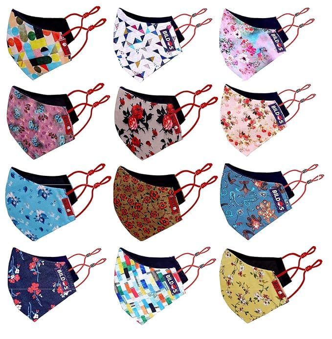 Cotton Blend Reusable Face Mask, 3-Ply PM2.5 Anti Pollution, Multicolour, Free Size, Unisex, Ear Loop, Rectangular, Washable-picture-17