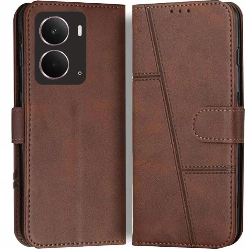 FONESHIELD® Compatible for Realme P3 5G Flip Cover Leather Finish | Inside TPU with Card Pockets | Wallet Stand | Complete Protection Flip Case Brown