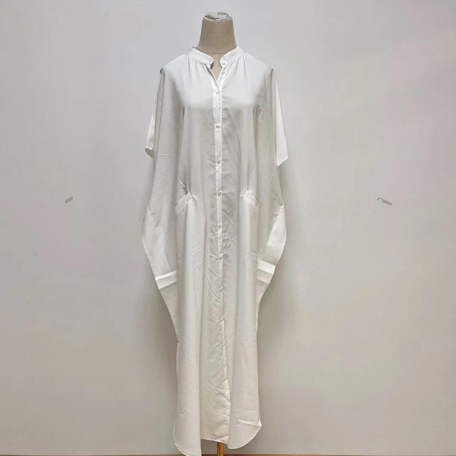 Vestido largo de traje de baño para mujer, con abertura lateral y botones hacia abajo, kimono, salida de baño para la playa