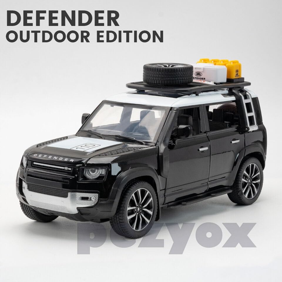 Image of Die-Cast Zinc Alloy 1:24 Scale Defender Camping【Large】 with 6 Openable Doors,Lights & Music. (Black)
