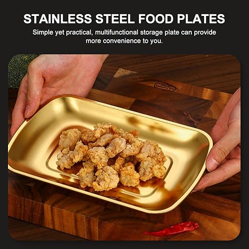 Miniatura 9 de 1 unid 304 de acero inoxidable para hornear, plato de refrigerio, recipiente de alimentos, plato de aperitivos, plato de postre, bandeja de té de la