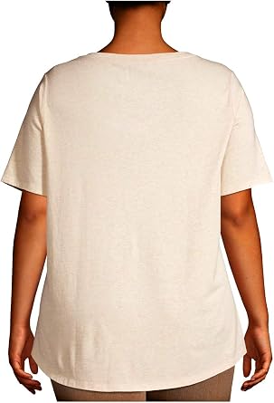 Oatmeal Heather Super Soft Plus Size Long Length V-Neck Tee - 3X