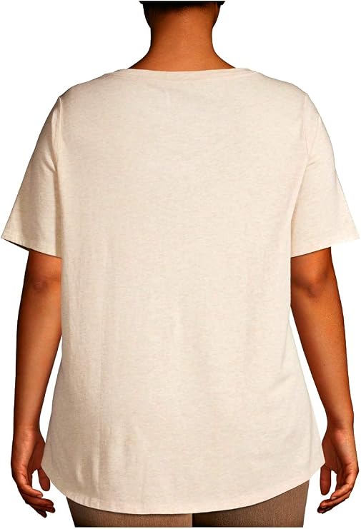 Oatmeal Heather Super Soft Plus Size Long Length V-Neck Tee - 3X