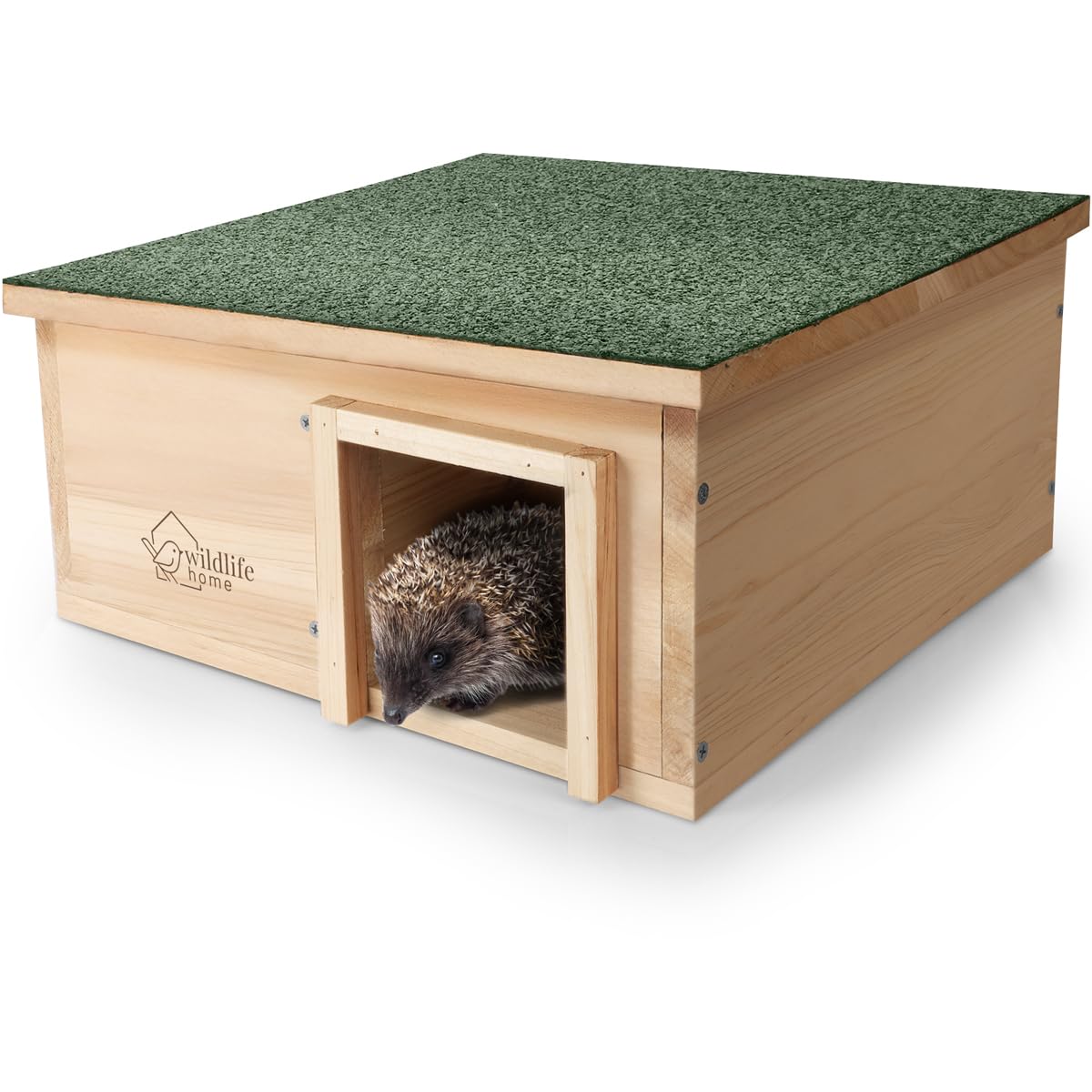 WILDLIFE HOME Igelhaus Groß XXL | Igelhaus Groß XXL aus Holz mit Boden & wetterfestem Dach | Labyrinth-Eingang, Katzensicher, Winterquartier