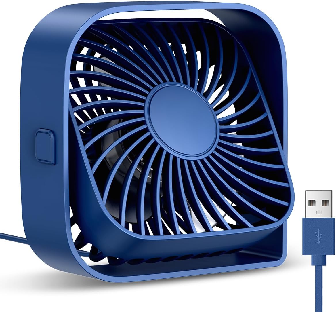TOPK USB Fan, Mini Desk Fan, Quiet Operation and Strong Airflow, 3