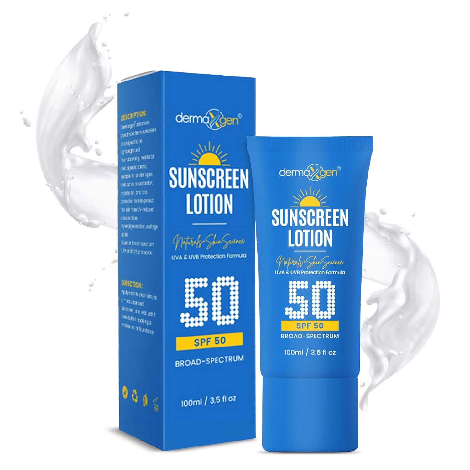 Sunscreen Lotion SPF 50 – Lightweight, Non-Greasy Sun Protection for All Skin Types. Hydrates, Skin Shield, Water-Resistant Coverage for Radiant, Moisturized Skin.