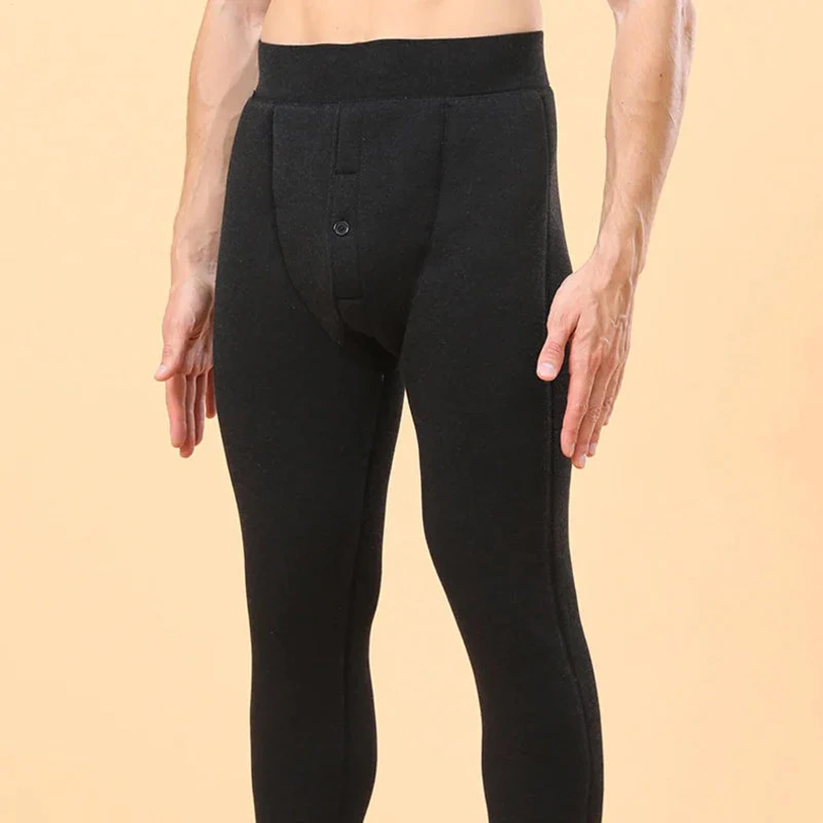 Genérico Collant con fodera in pile, pantaloni termici da uomo, leggings lunghi riscaldati in grafene, leggings caldi, pantaloni spessi, collant a vita alta per l'inverno