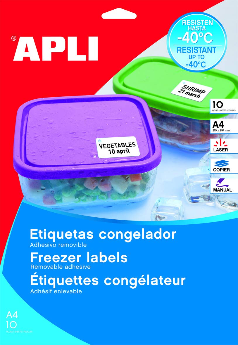 APLI 015073 Freezer Container Rounded 10 Labels 38.1 x 21.2 mm White