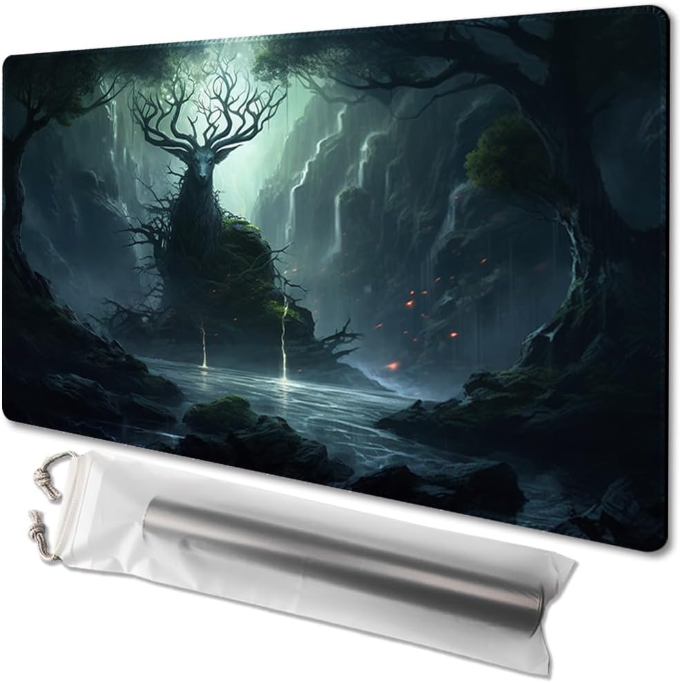 MTG Playmat Size 24x14in Free Storage Bags Non-Slip Backing, Ideal for Card Game Enthusiasts TCG Playmat (Shadow Dragon-Deck)