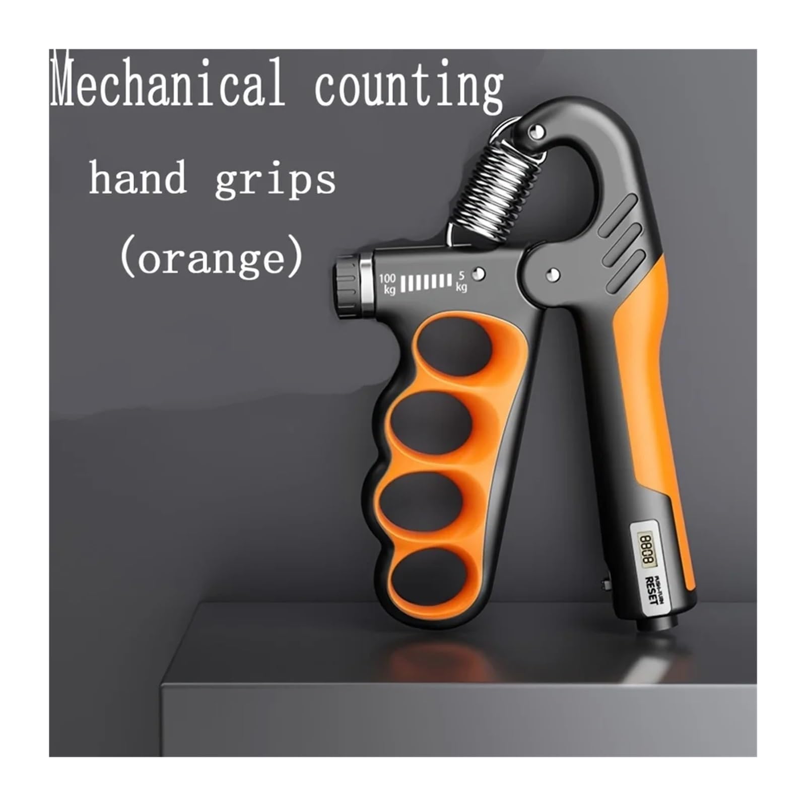 Entrenador de fuerza de prensión, Fortalecedor de mano 5-100Kg, dinamómetro ajustable, agarre(GRAY)