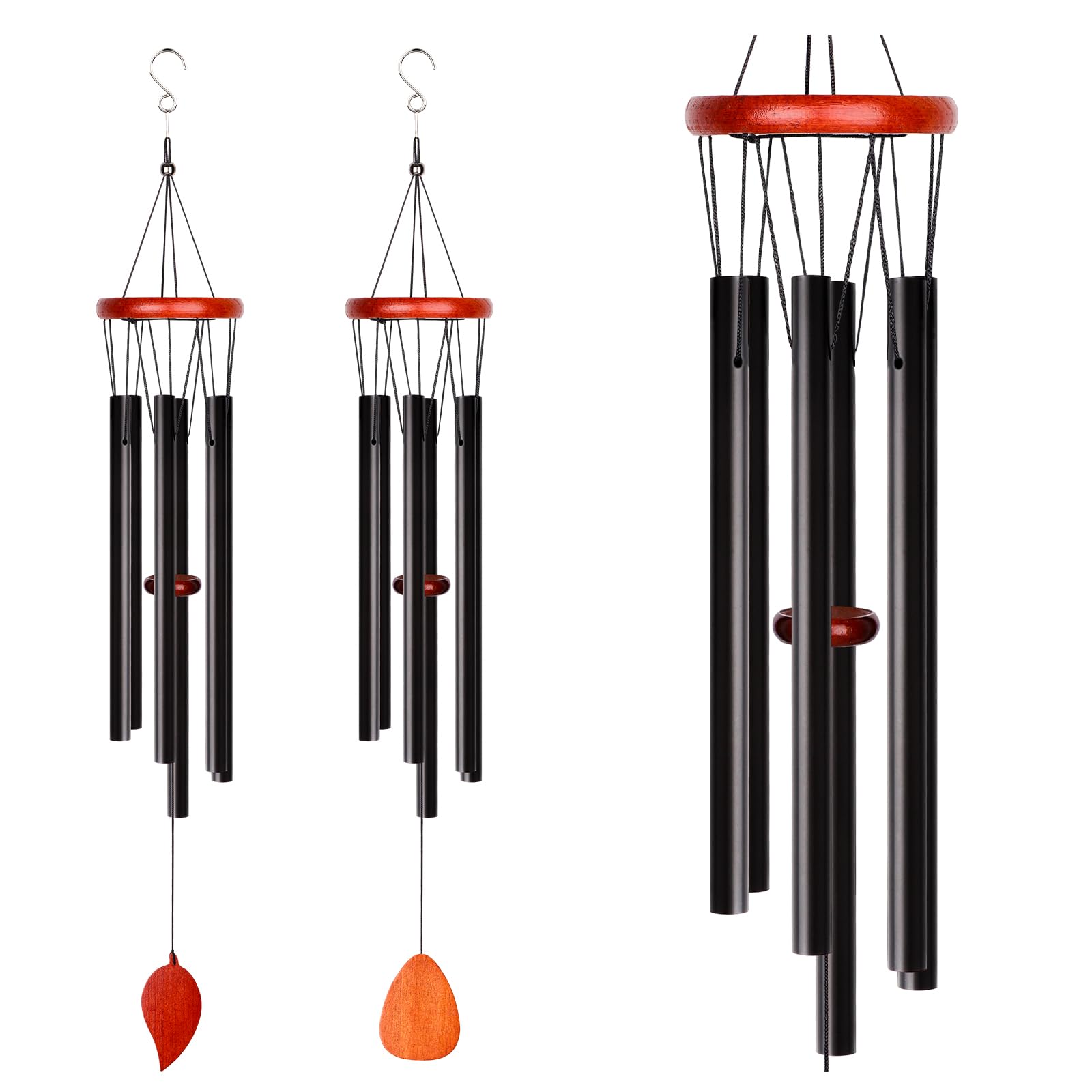 2Pack Large Aluminium Wind Chimes 27" to Create a Zen Atmosphere Suitable for Outdoor Garden Patio Decoration Classic Black Wind Chime with Wind Catcher Suitable as A Gift for Mom Neighbor Unise