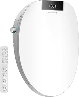 Toilet Bidet Seat Round, Smart Toilet Seat Bidet with Dryer and Warm Water, Electronic Heated Toilet Seat Temperature Adjustable, Front and Rear Oscillation Cleaning, Remote Control