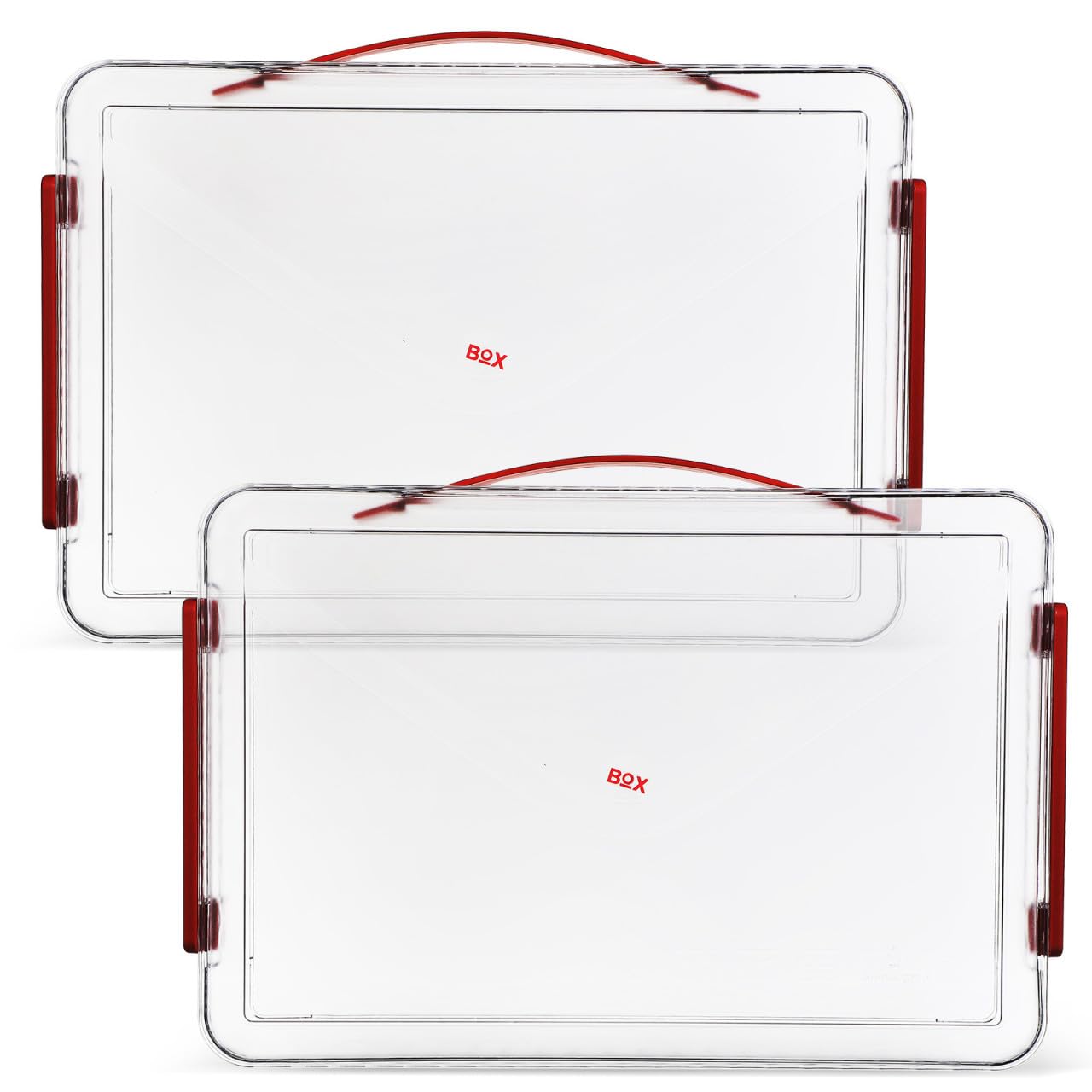Yardwe 2 Piezas Caja Organizadora de Archivos Transparente de Plástico con Tapa y Asa, Apilable para Documentos y Fotos en Oficina y Hogar, Almacenamiento Práctico y Seguro