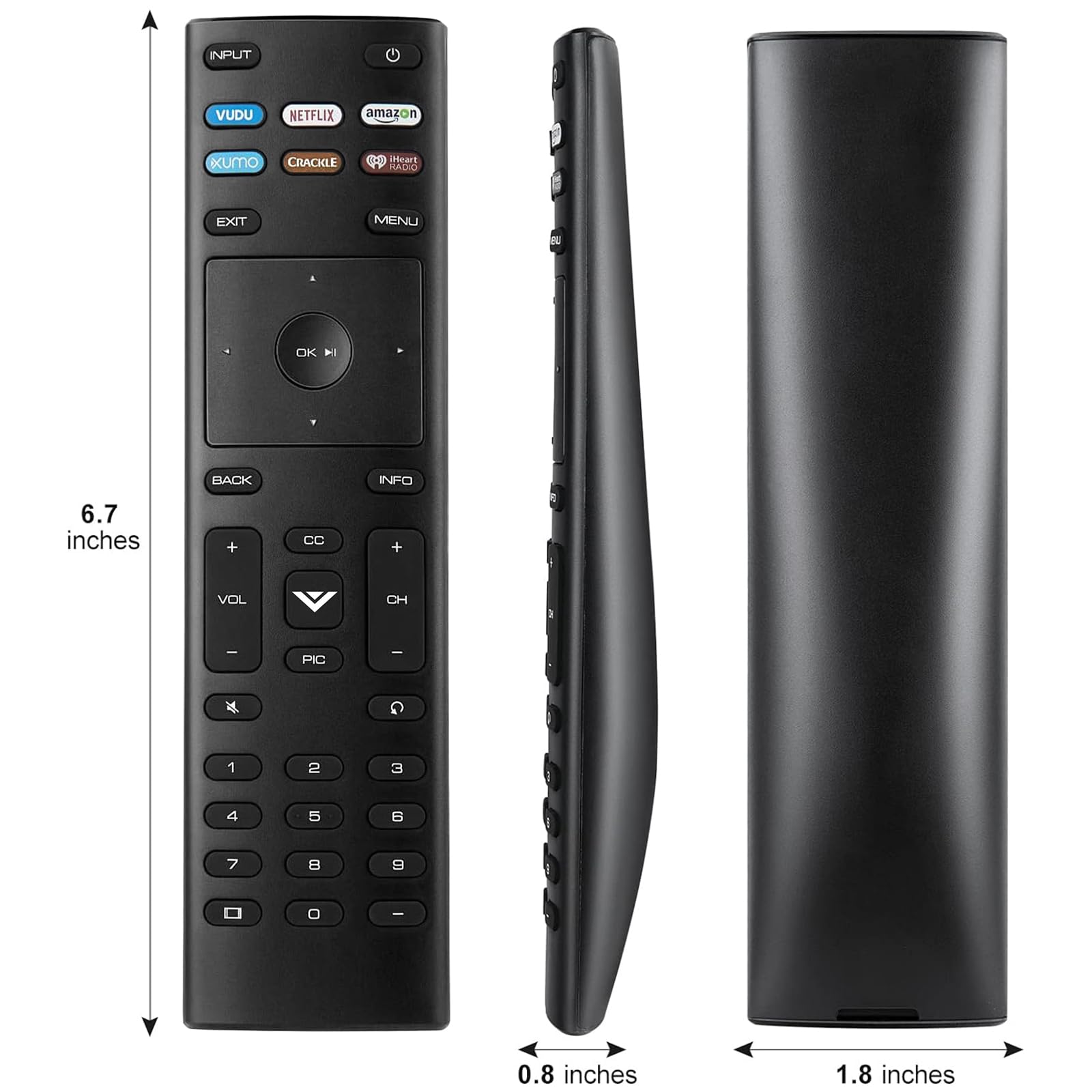 Paquete de 2 controles remotos para Vizio Smart TV con funda protectora (negro oscuro)