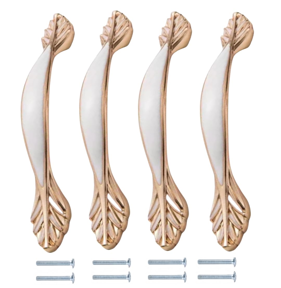 NLQCSXWEP Zinc Alloy Cabinet Bow Handle, Zinc Alloy Aluminum Cabinet Handles 4-Pack Multicolor(1154-96mm Porcelain White)