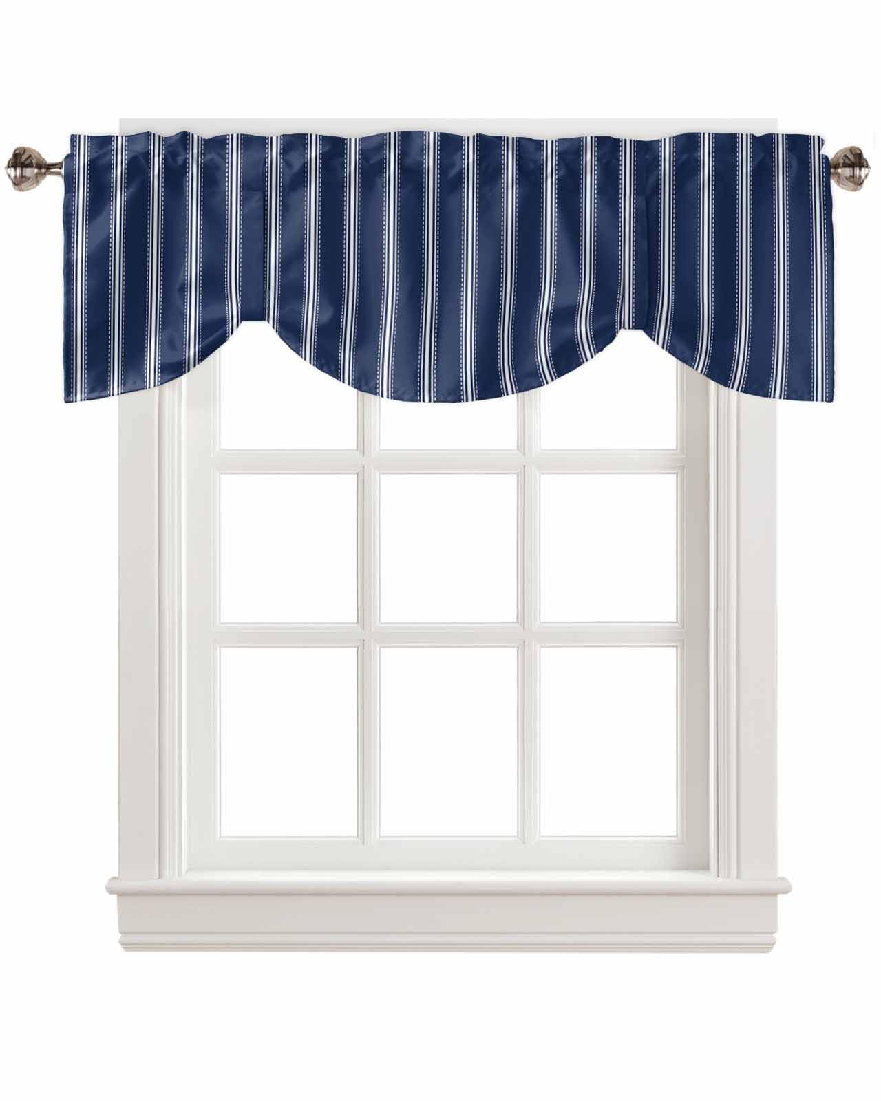 Amazon.com: Navy Blue White Stripes Tie Up Valances for