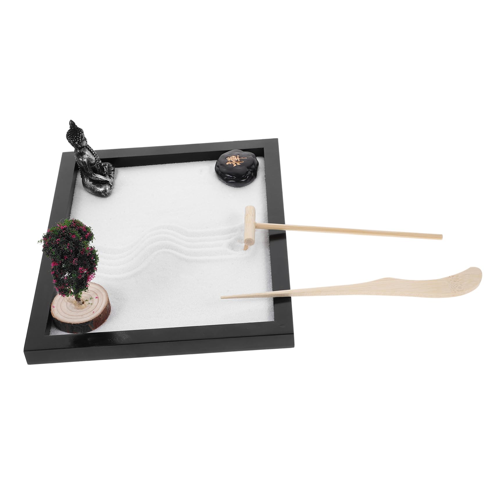 TOYANDONA 1 Juego Kit De Jardín Zen De Escritorio Mesa De Jardin Zen Decoración Japonesa Pequeño Jardín Zen En La Playa Mesa De De Arena Jardin Zen Japones Arenero MDF Suite Estilo Japones