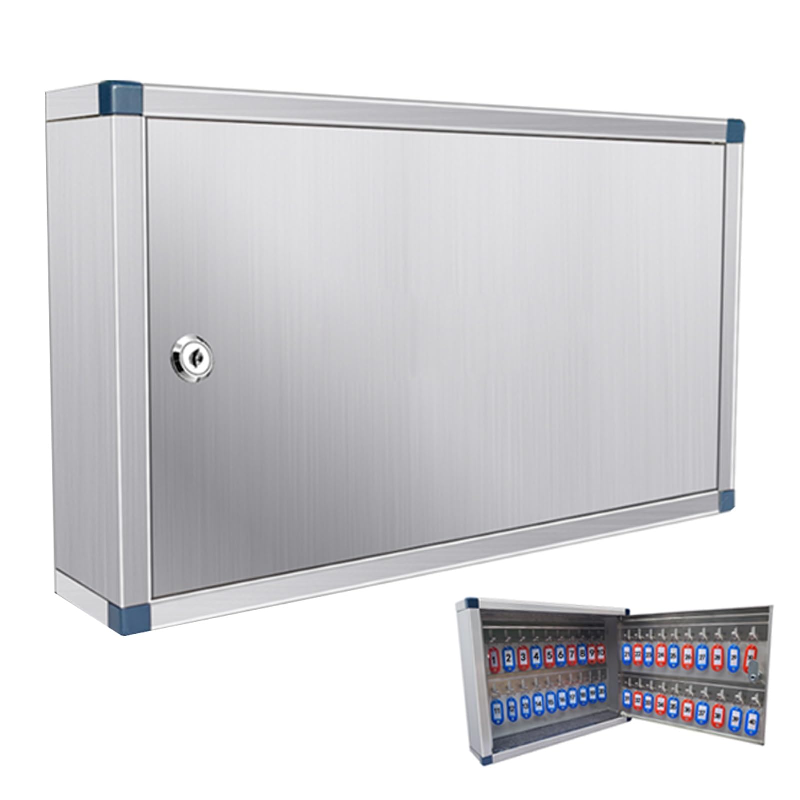 Armadietto Portachiavi in ​​acciaio Inox di Alta Qualità con Serratura, Cassetta Portachiavi per 20-78 Chiavi, Ideale per Casa e Ufficio(33x8x26cm/12x3.1x10in)