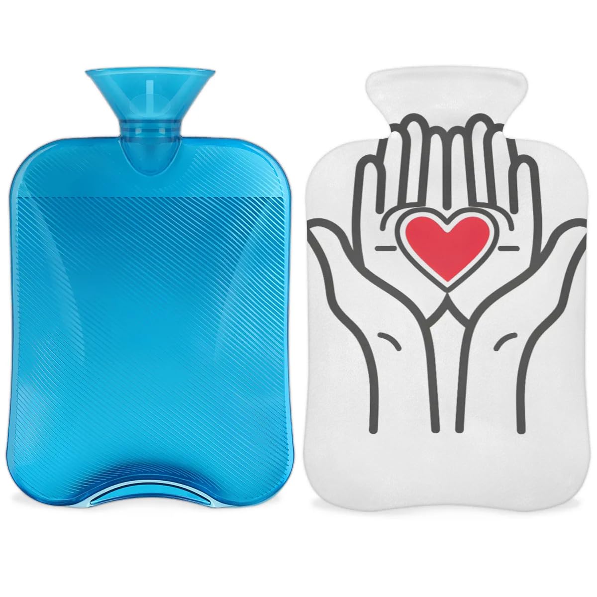 Hot Water Bottle with Soft Cover,2L Hot Water Bag for Hot and Cold Compress, Hand Feet Warmer, Thanksgiving Day Rubber Hot or Cold Water Bottle Halloween Christmas Decorations