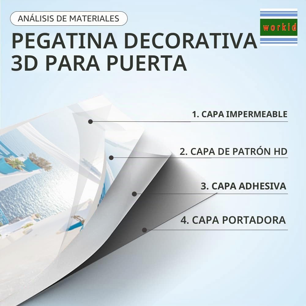 workid 3D Puerta Adhesivo Vinilos Puerta Pegatina Etiqueta de Puerta Pared Murales Oceano 77x200