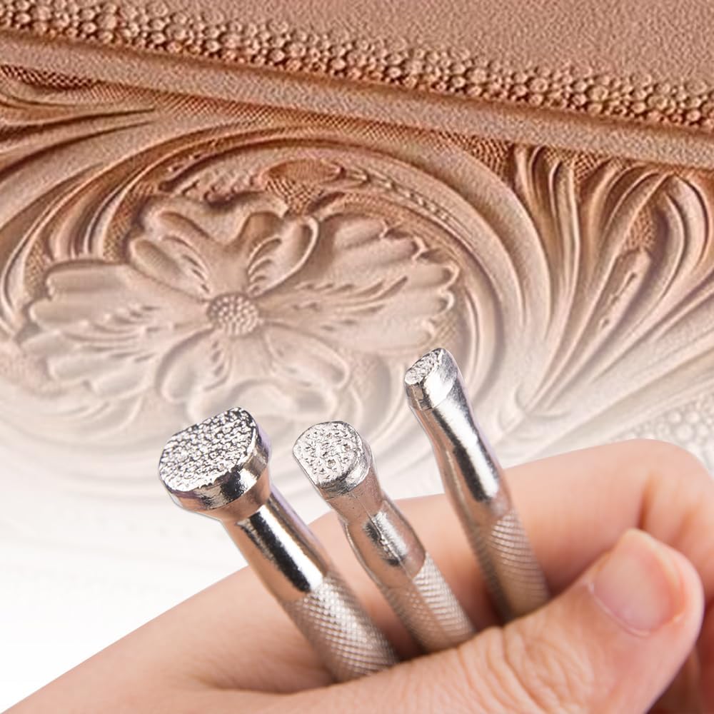 ZORZA 3Pcs Leather Stamps Leather Carving Punch DIY Undercut Beveler Stamps Leather Embossing Tools Practical Set for Leather Craft Kit and Embossing Enthusiasts