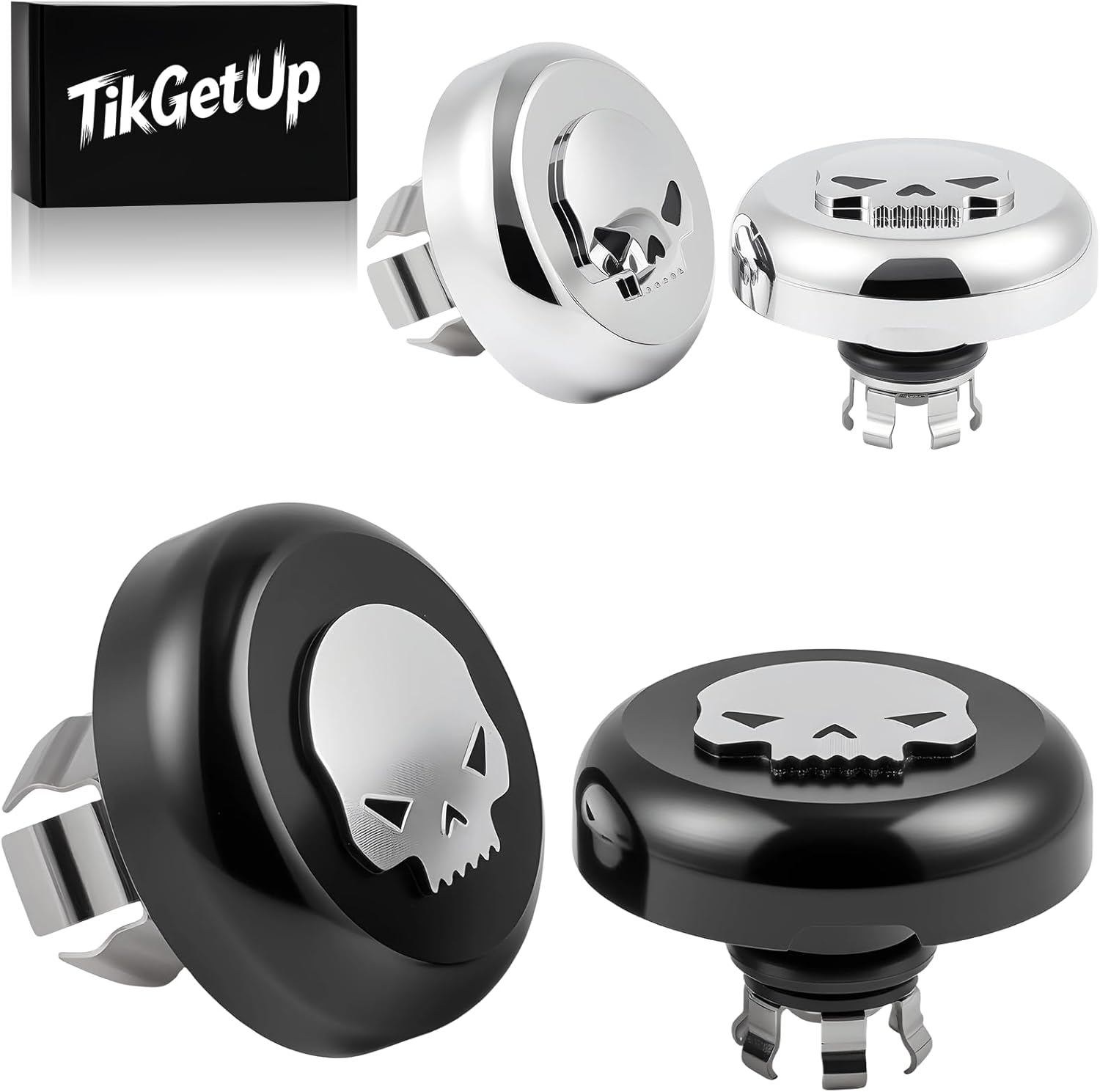 2023.5-2026 Front Axle Nut Covers/Caps for Harley Touring Street Road Glide CVO FLHXSE, FLTRXSE, FLHX, FLTRX, FLTRXSTSE 2023.5-2024 2025 2026 (Black-Skull)