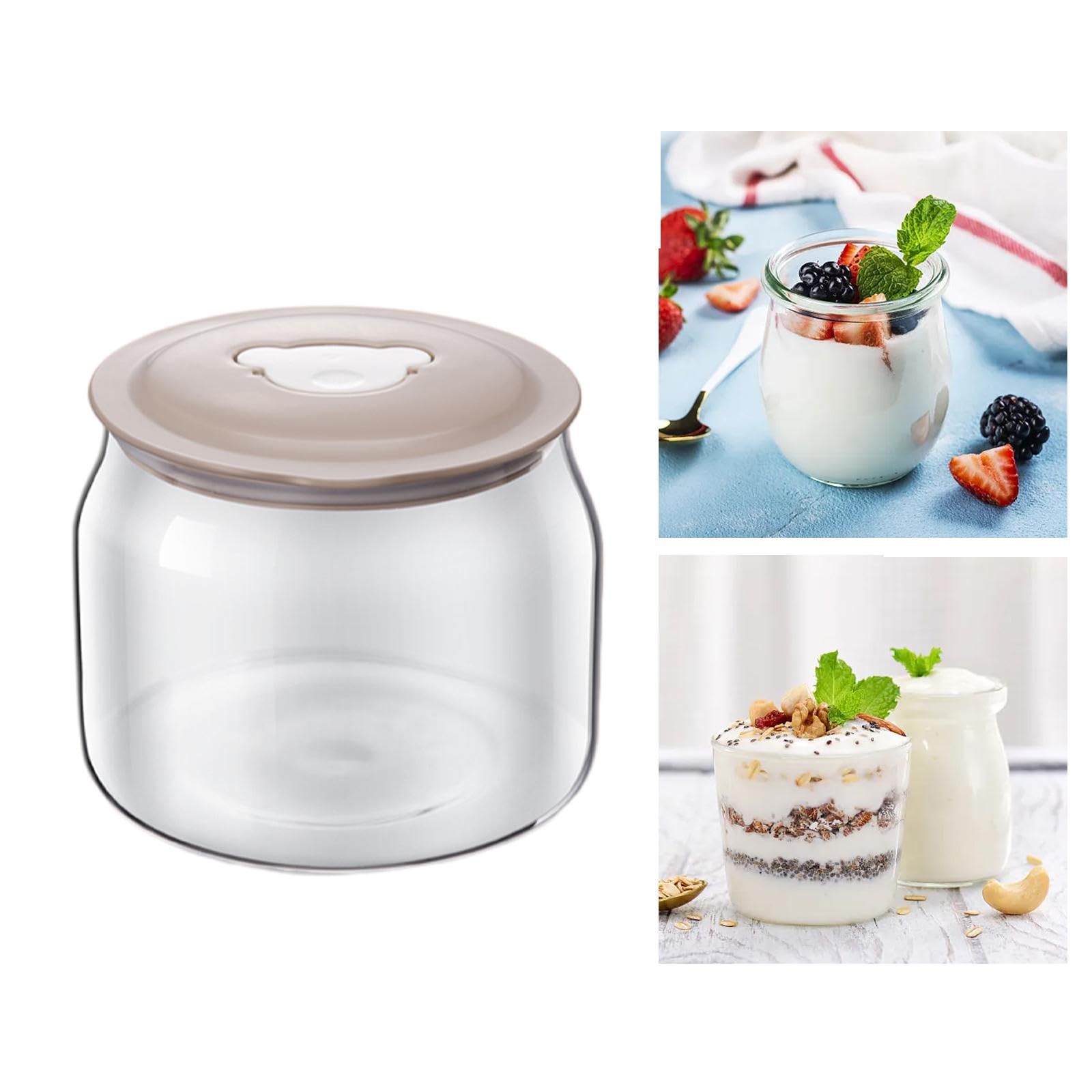 Klare Glasbehälter, Joghurtgläser Aus Glas, Ersatzgläser für Pudding Und Joghurt, Glasbehälter für Milch, Marmeladen Und Mousse, Flasche mit Deckel