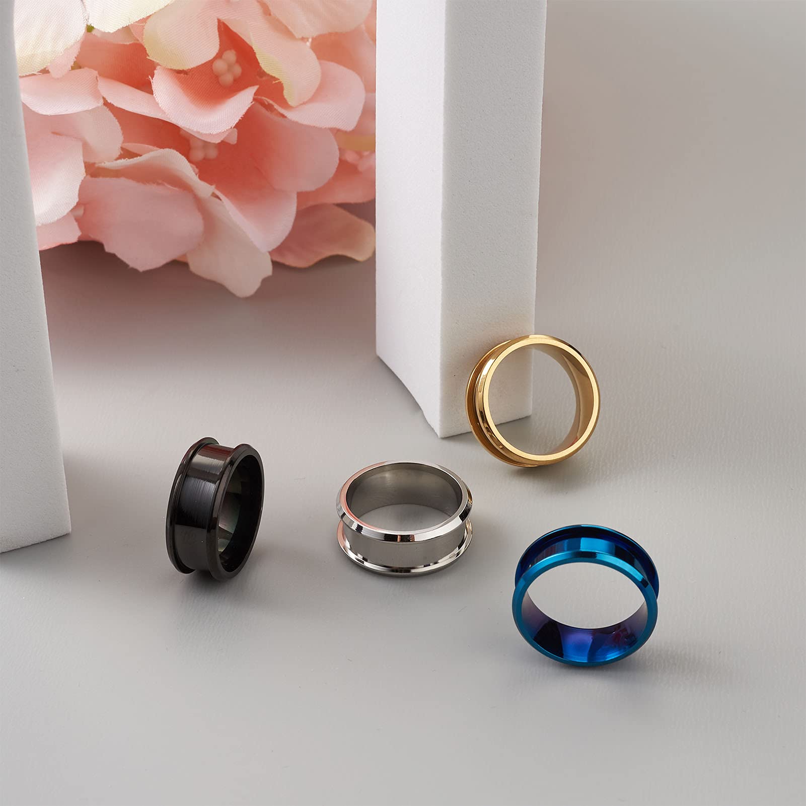 【93】ハンドメイド リング 指輪 Amazon | 4個/箱 内径17mm ステンレス製 指輪 溝付き リングパーツ