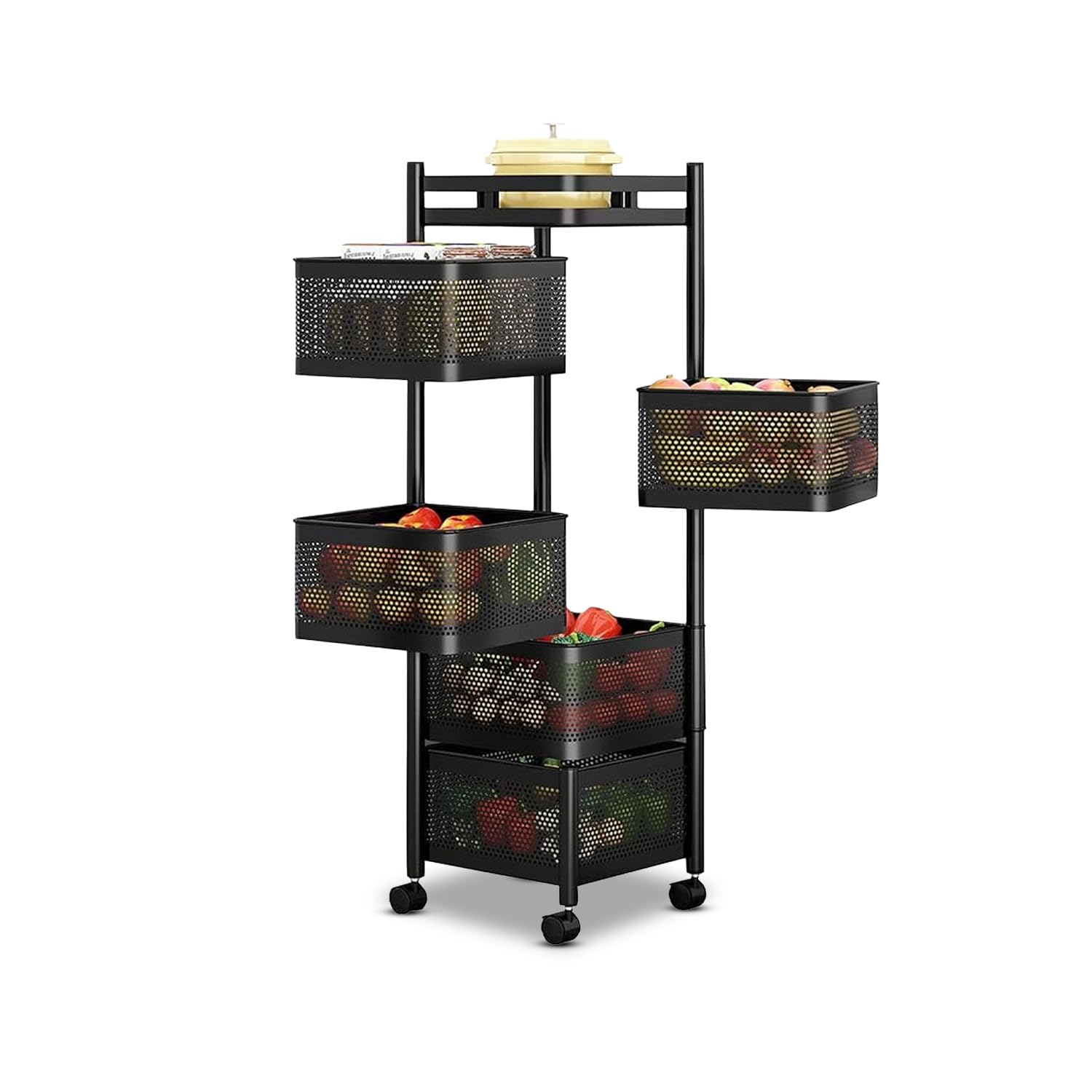Chariot de cuisine compact gain de place meuble à roulettes métallique