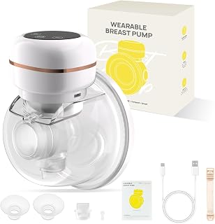 Hands Free Breast Pump Wearable - Strong Suction, Low Noise, Cordless Wearable Breastfeeding Pump with 3 Mode & 9 Levels, Portable Electric Breast Pump with 24mm Insert/Flange, 1 Pack