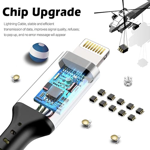 Miniatura 2 de Cargador de iPhone certificado Apple MFi Paquete de 3 cables Lightning de 6 pies de nailon trenzado de carga rápida para iPhone 14, 13, 12, 11 Pro