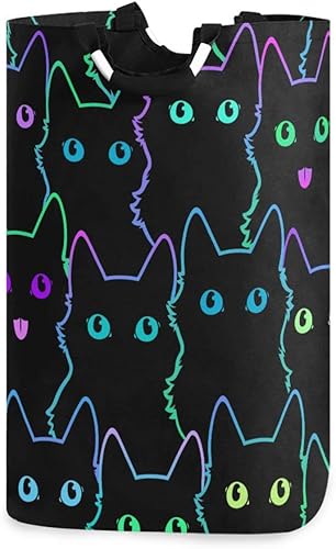 Miniatura 1 de Cesta de lavandería colorida para gatos, impermeable, plegable, con asa, para baño, armario, organizador de lavandería
