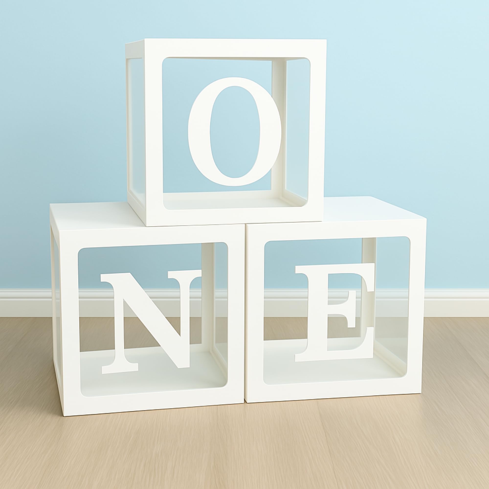 One Balloon Box for 1st Birthday Decoration Baby Boys Girls Kids Twins Year Transparent Plain Letter Balloon 3 Pcs White Box Glue Dots Arrangement Set Items Kit-image-36