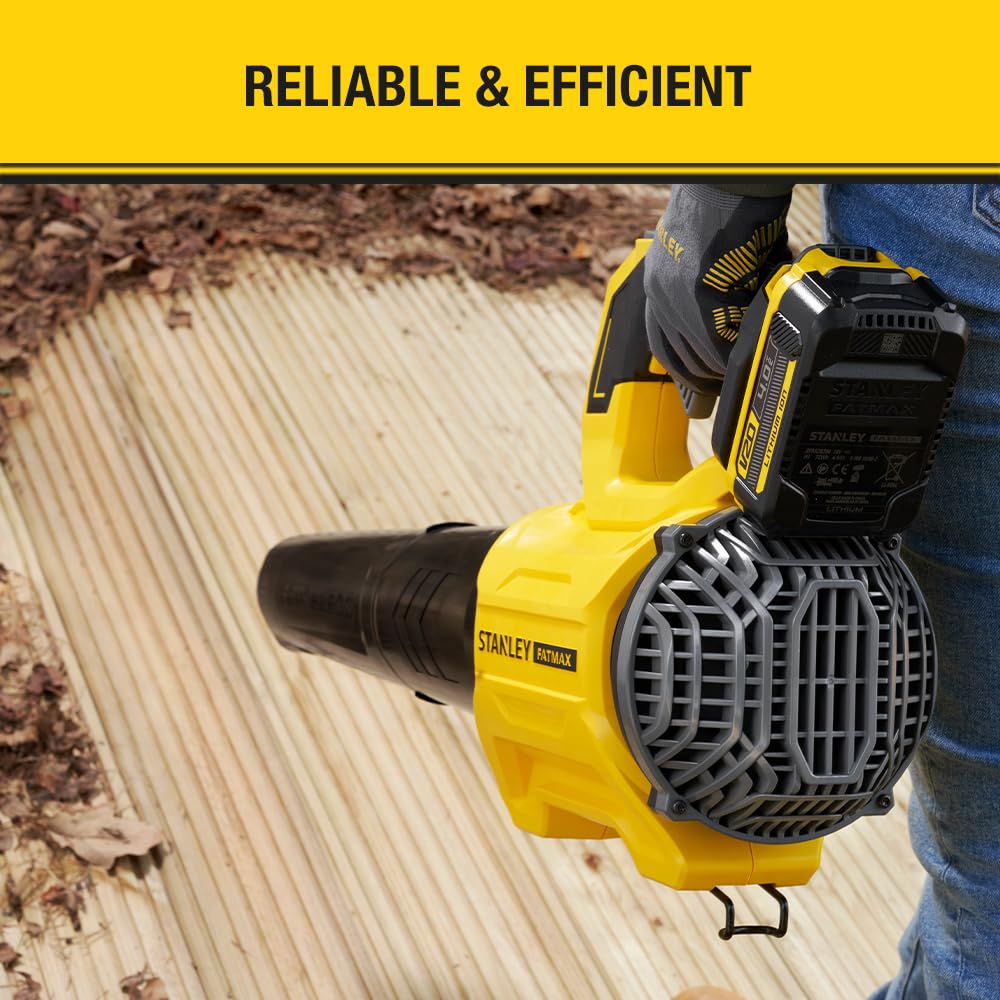 Stanley FATMAX V20 | Kit de soplador sin escobillas 18V 4.0Ah - Diseño con diseño de Ventilador axial, excelente Potencia hasta 177 km/h gatillo de Velocidad Variable, Modo Boost hasta