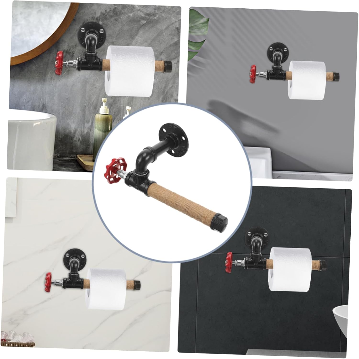 Artibetter Industrial Style DIY Wall Mount Paper Towel Holder Paper Rack for Bathroom