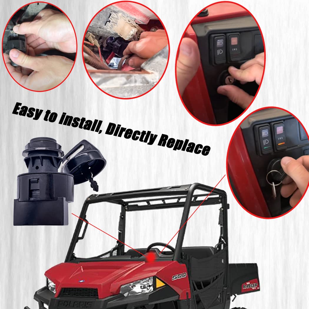 Interruptor De Encendido Con Llave Compatible Con Polaris Sportsman 400 500 570 600 700 800 Ranger 400 425 500 570 700 800 900 1000 RZR 570 800 900 XP 1000 Con Interruptor De Encendido Cubierta (rojo - Foto 8