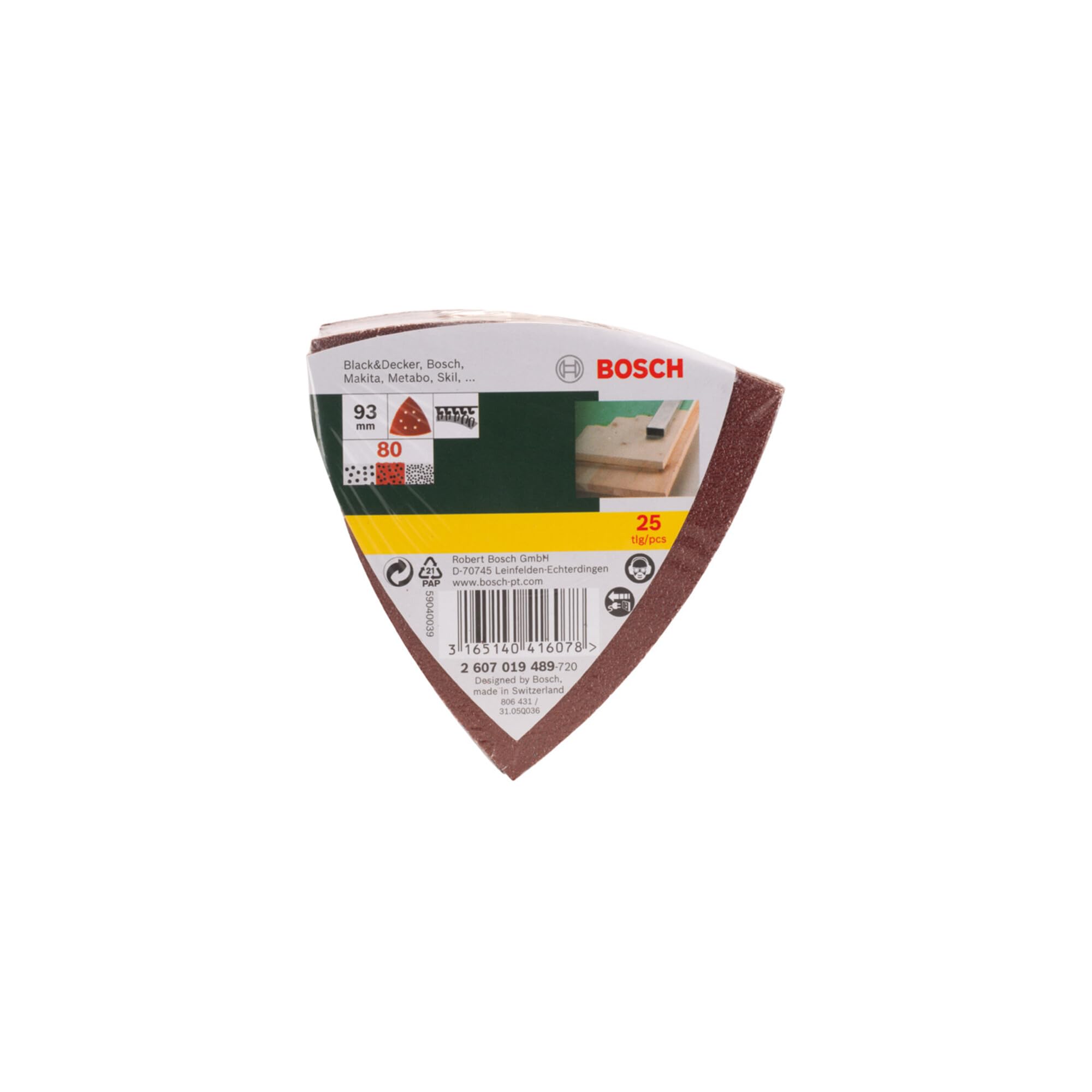 Bosch 2607019489 25 Fogli Abrasivi Delta, Grana 80
