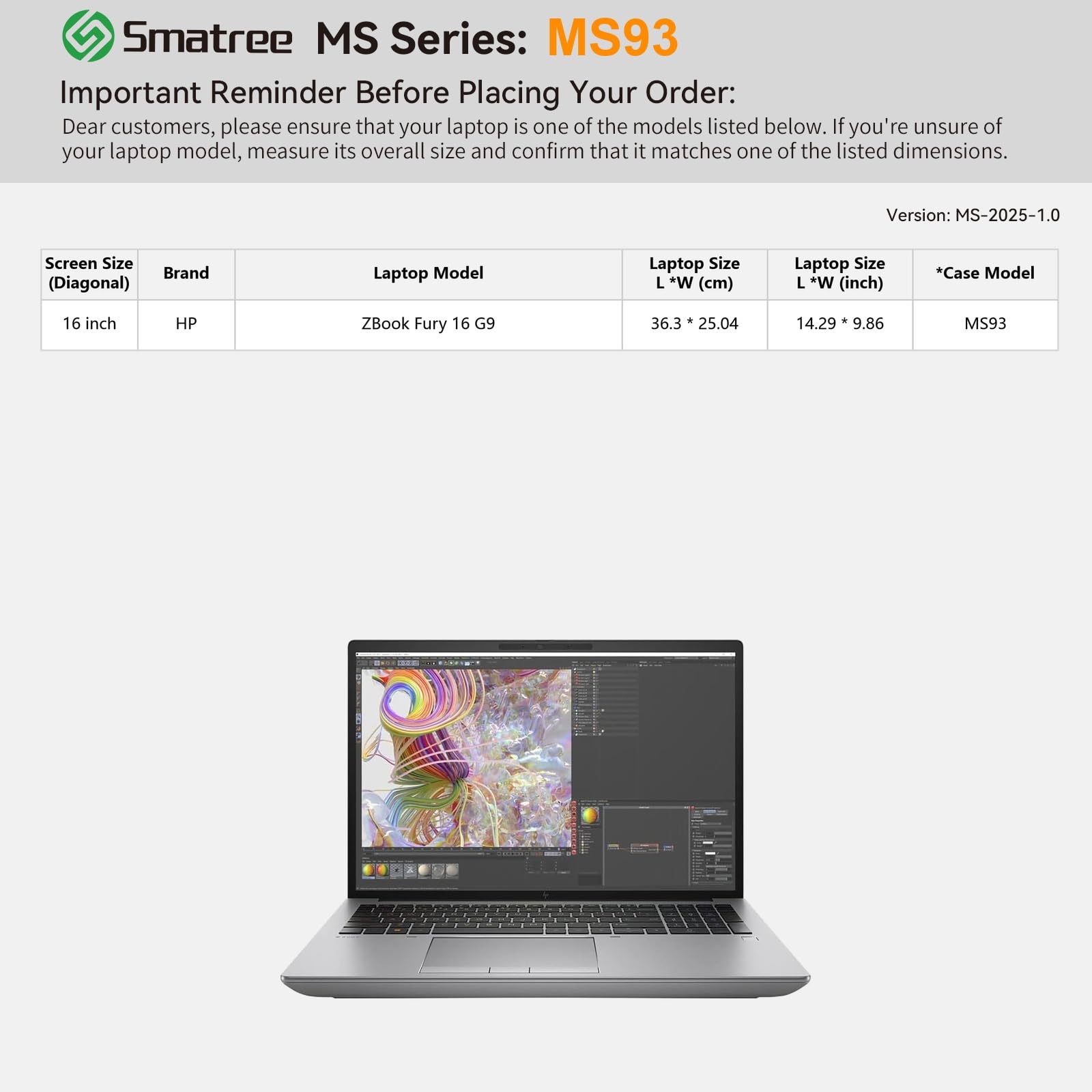 Smatree MS93 custodia rigida in EVA per 16 pollici HP ZBook Fury 16 G10/G9 Mobile Workstation PC, verde