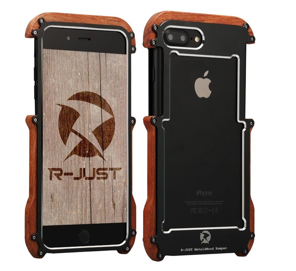 Bpowe for iPhone Plus Wood Metal Frame Case, Drop Protection Ultra Thin  Aluminum Metal Cover Protective Case Shockproof Dropproof Bumper Frame