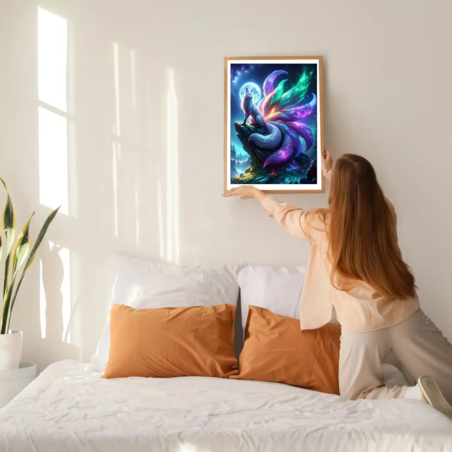 GDYEEH 5D Renard Mignon Peinture Diamant Painting Kit, DIY Lune Art Du Diamant Complet Kits, Renard Diamond Art Kits Strass Point De Croix Painting Pour Adultes Débutants Maison Décor 30x40cm