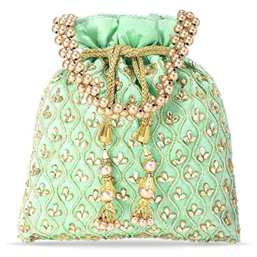 Image of Aheli Potli Purses Gift for Women Handmade Evening Handbag Stylish Bridal Fashion Wristlet