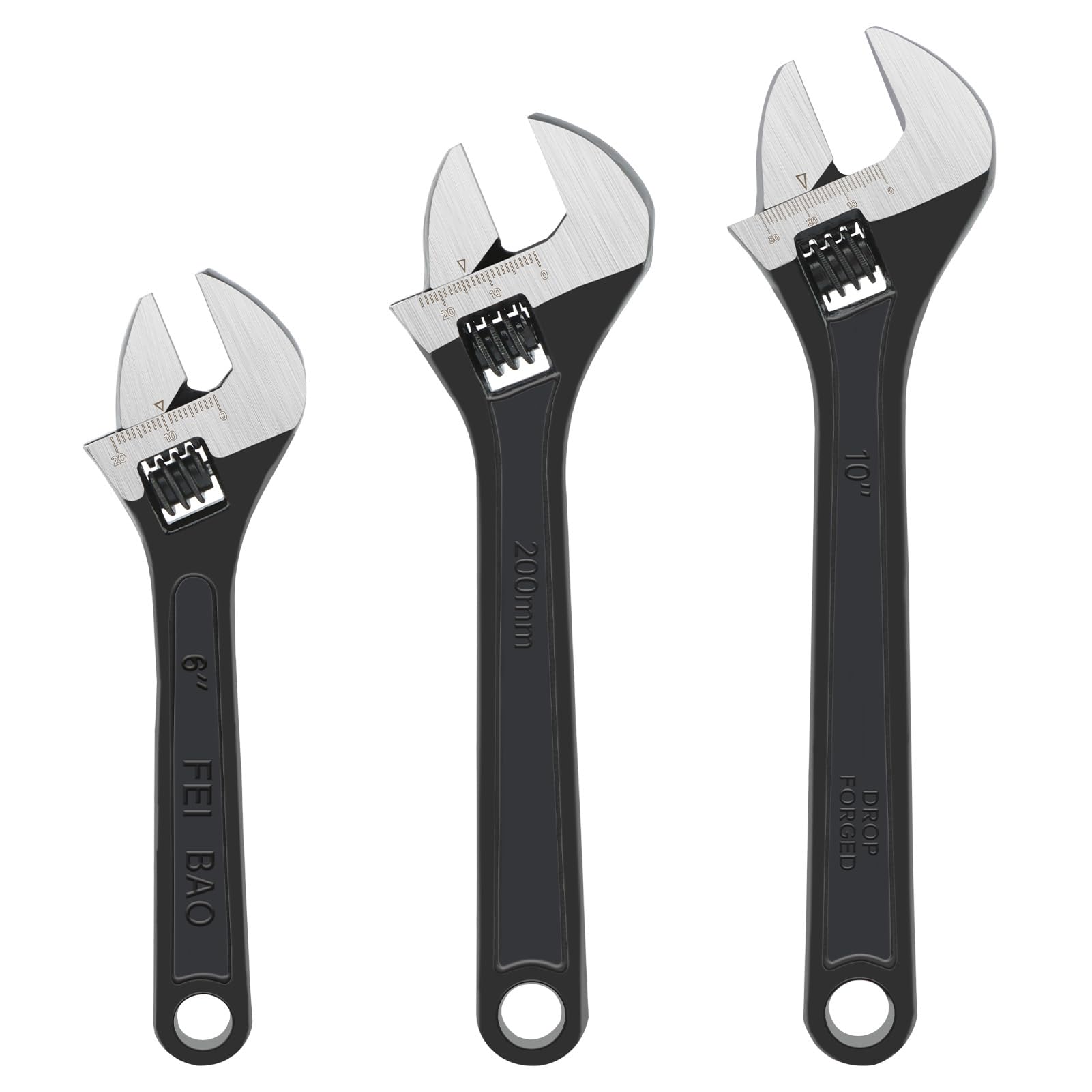 Juego de 3 llaves ajustables para tubo, 6, 8, 10 pulgadas de ancho, con agarre ergonómico, juego de llaves ajustables para fontanería automotriz y reparaciones domésticas
