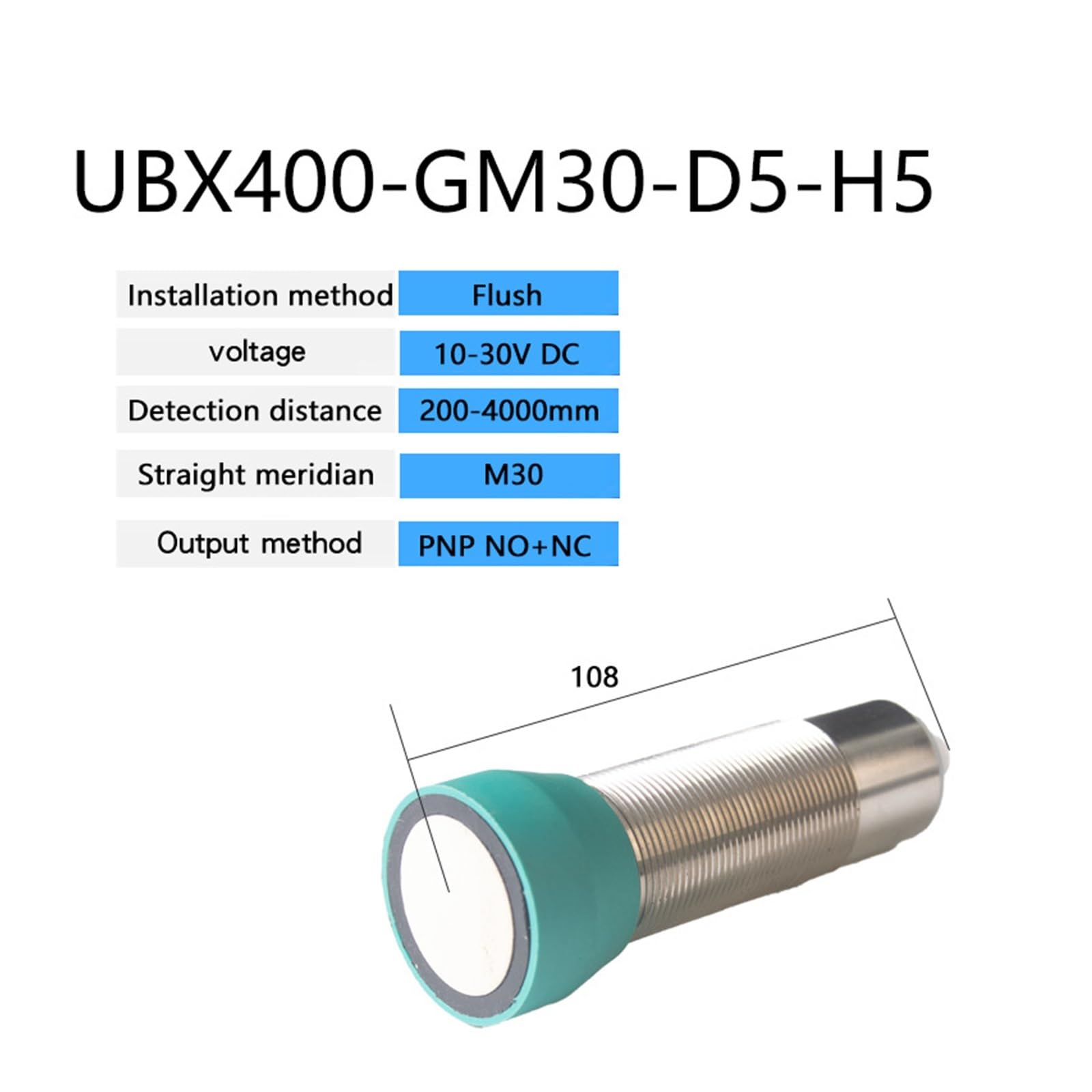 Medidor de Decibeles, Sensor de proximidad 10-30V DC detección ultrasónico 200-4000mm IP65 NPN PNP nivel analógico