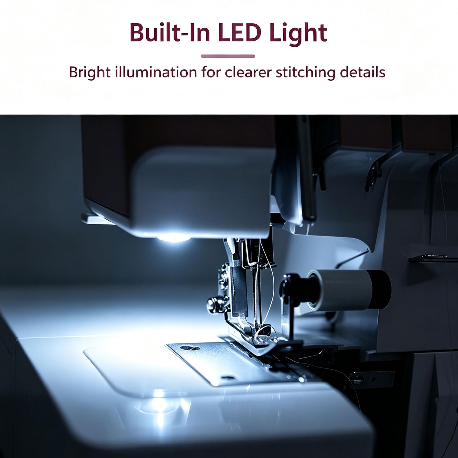 Máquina de coser for principiantes, máquina de coser eléctrica portátil | 4 programas de puntada, luz LED, doble velocidad, pedal y enhebrador automático for reparaciones de ropa en el hogar
